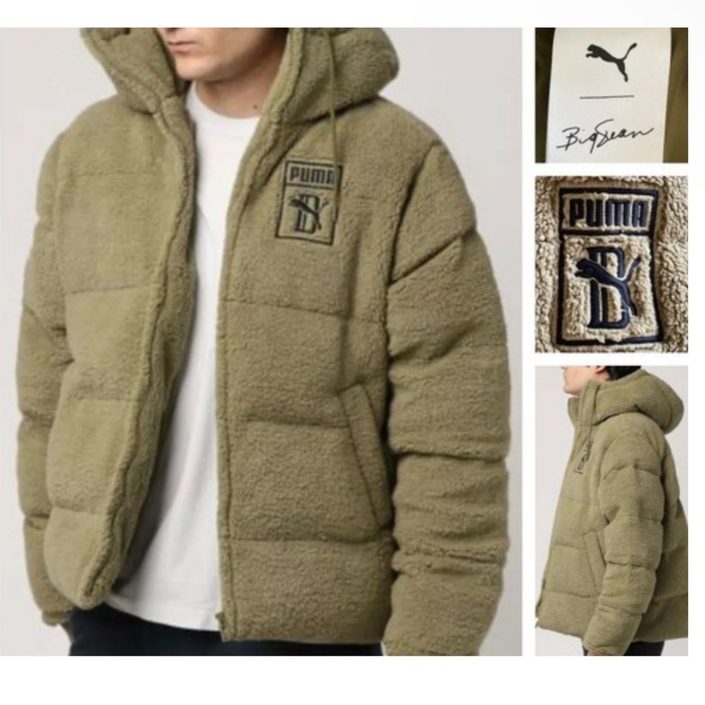 Puma x‎ Big Sean Sherpa Jacket Puffer Thick Teddy Olive Green Men’s Size Large